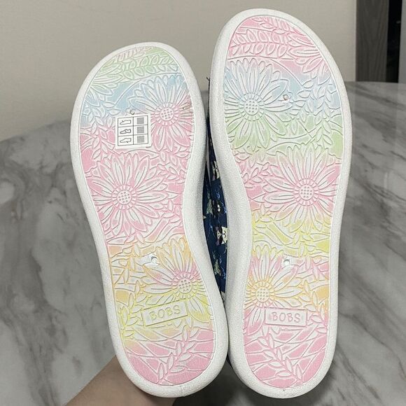 NWT BOBS from Skechers Windy Kitty Cat Print Sneakers Navy Blue Memory Foam 7.5 - Picture 6 of 14